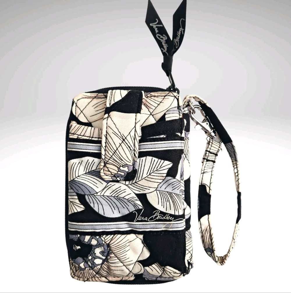 Vera Bradley Black White Floral All In One Wristlet Wallet Phone Case NWT